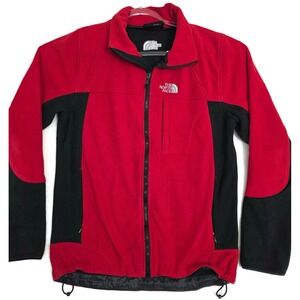 The North Face Jacket Mens Small Red Black Fleece Full Zip Outdoor Hiking